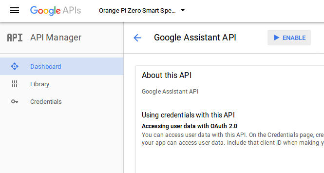 enable google assistant api